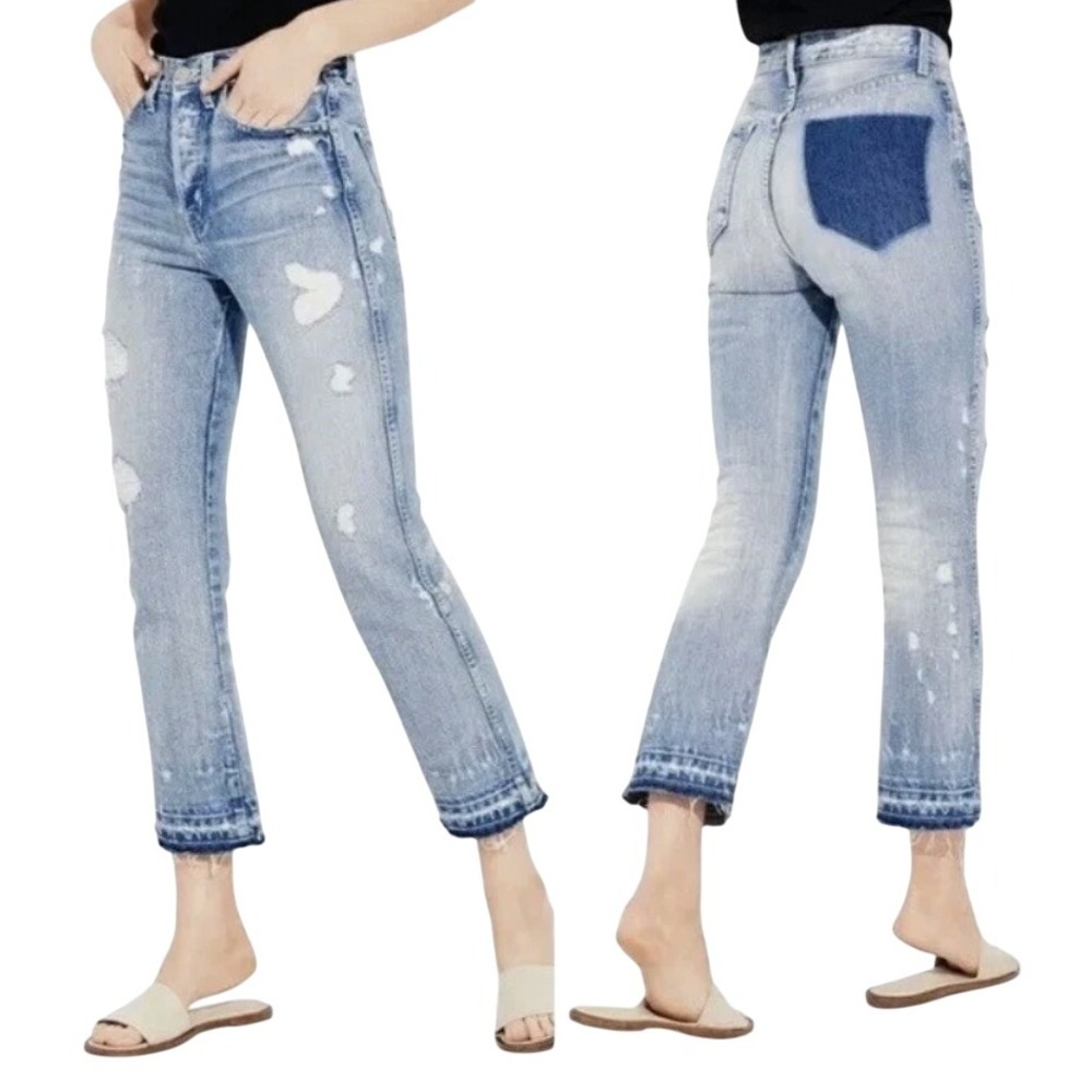 AYR Jeans The Styx Crop Straight Leg Jeans in Wolfpack Distressed Crop 26‎